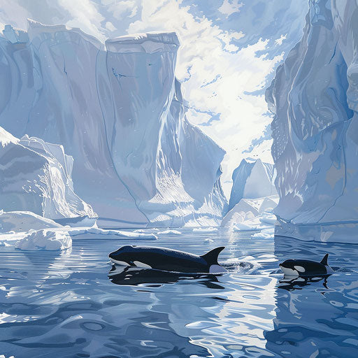Polar Harmony: Killer Whales Among Icebergs