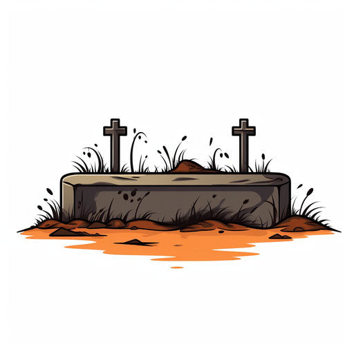 Illustration of grave clipart in the minimalist style, on white background
