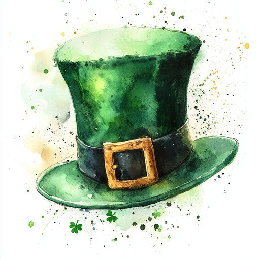 Watercolor painting of a St. Patrick's Day hat