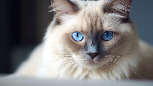 Cat with blue eyes, light beige and dark aquamarine style