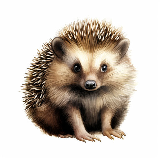 Hedgehog clipart in the Chiaroscuro Art style, on white background