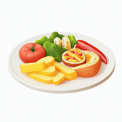 3D meal in photorealistic style on flat white background, isolated clipart