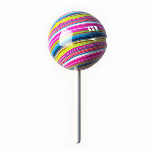 Realistic lollipop clipart on flat white background, vibrant colors and intricate details
