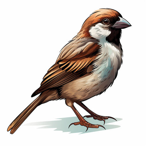 Sparrow illustration in the style of Chiaroscuro Art on white background