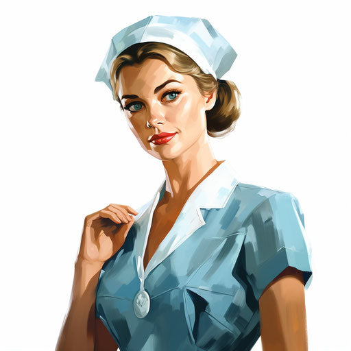Nurse artwork in the style of oil painting, on a white background