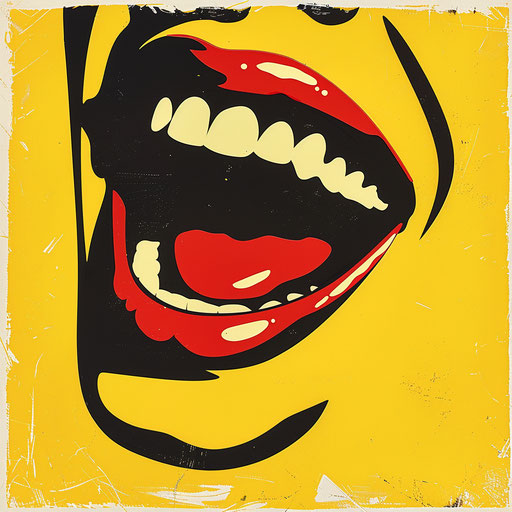 Laughing mouth expression icon, flickr style, yellow art deco