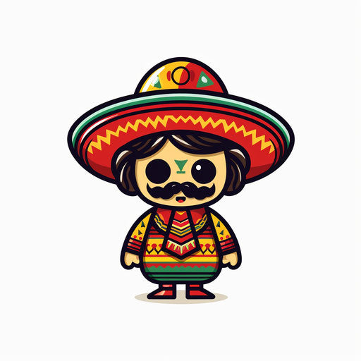 Mexican illustration in Minimalist style, on white background