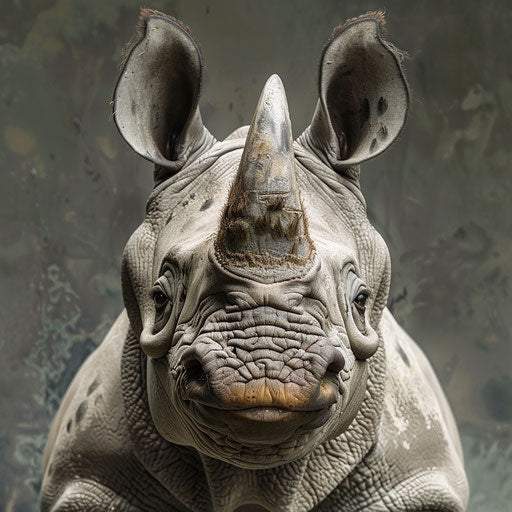 Playful rhinoceros with a joyful expression