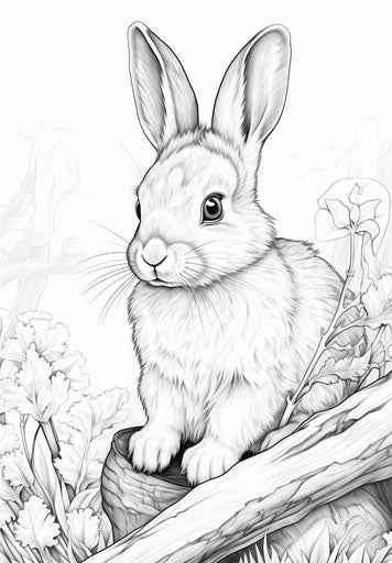 A baby rabbit on white background coloring page