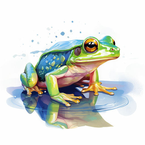 Frog illustration in the style of Oil painting, on white background