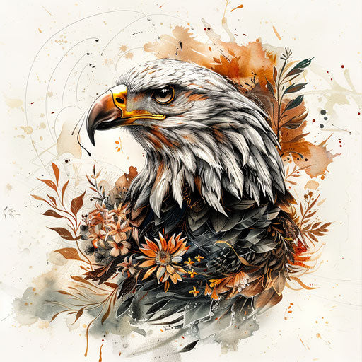 Eco-friendly eagle tattoo with nature motifs