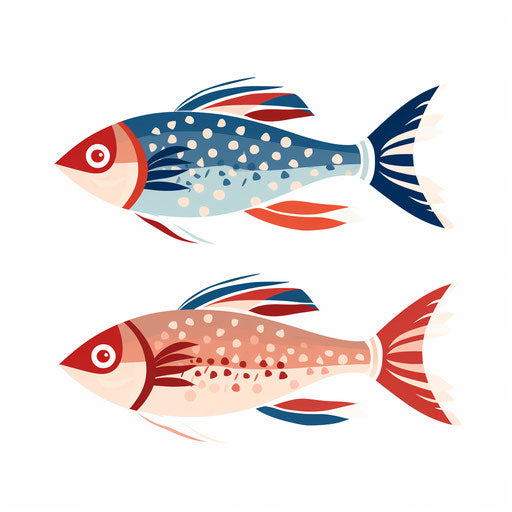 Minimalist style fish clipart, on white background