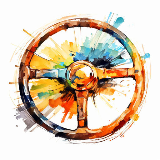 Steering wheel in oil painting style