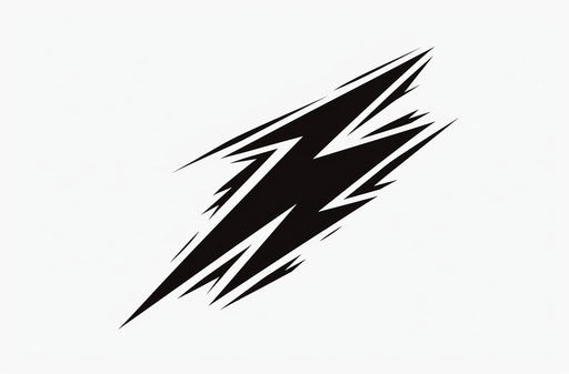 Black lightning tattoo in loose style