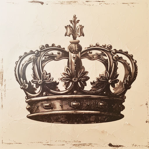 Hand-drawn queen crown tattoo with a rustic, old-world feel
