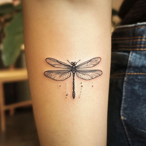 Cute tattoo sketch: tiny delicate dragonfly