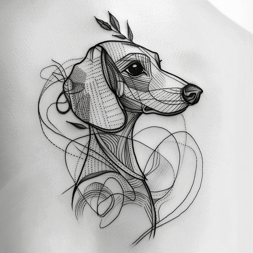 Modern clipart style flat tattoo sketch for a dog outline tattoo