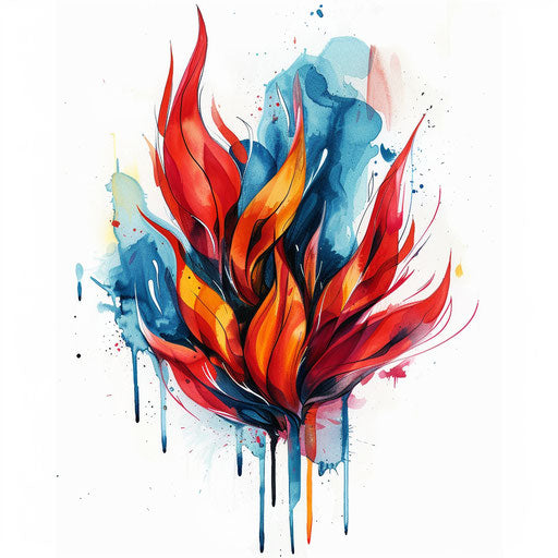 Graffiti flame tattoo design with bold colors
