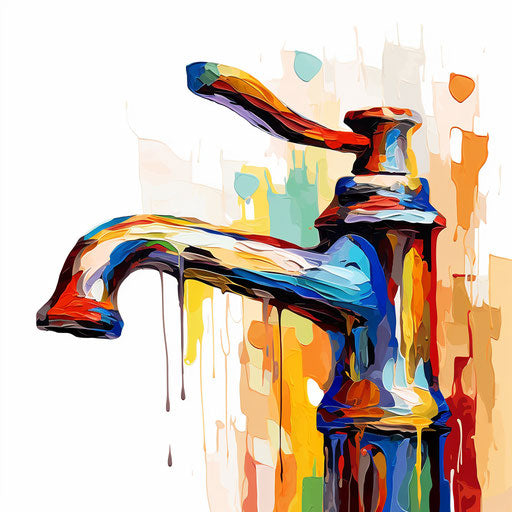 Impressionistic Art style faucet on white background