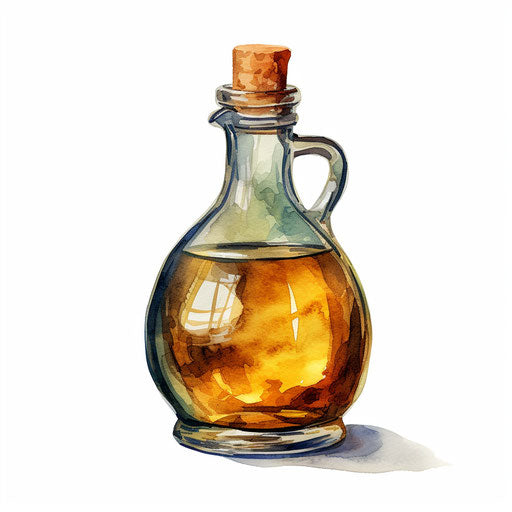 Bottle clipart in the style of oil painting on white background