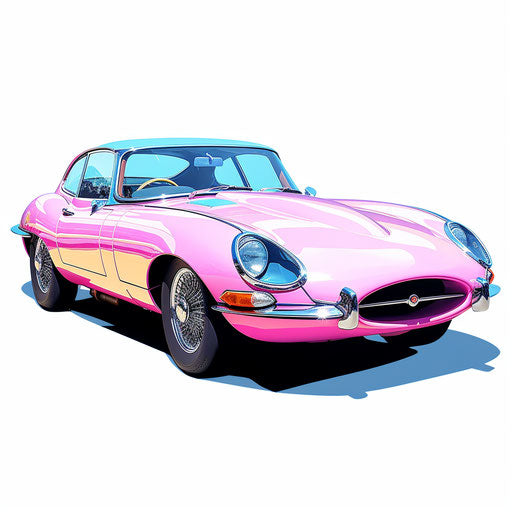 Jaguar e type car Pastel colors