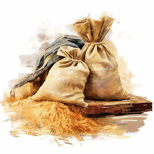 Sack clipart in the style of Impressionistic Art, on white background