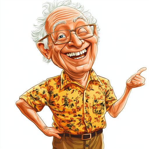 Humorous caricature of retirement clipart with exaggerated human characteristics