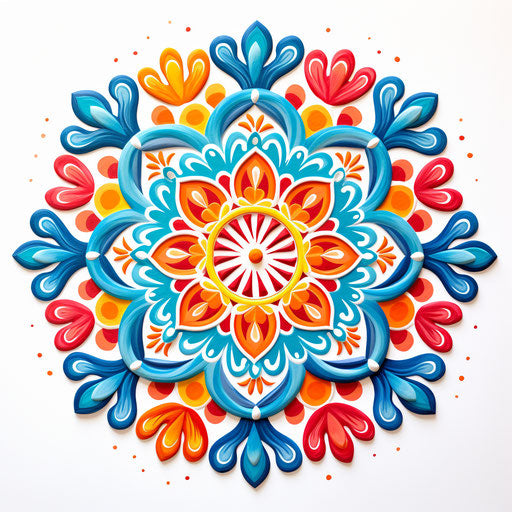 Rangoli clipart in the style of Oil painting, on a white background