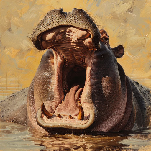 Hippo yawning in the African sun