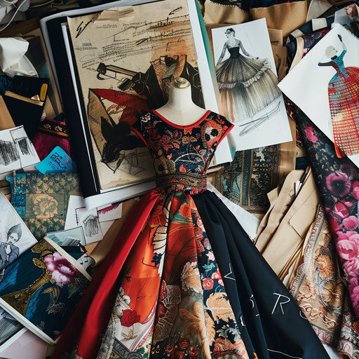 Business images of a fashion designer in a studio setting