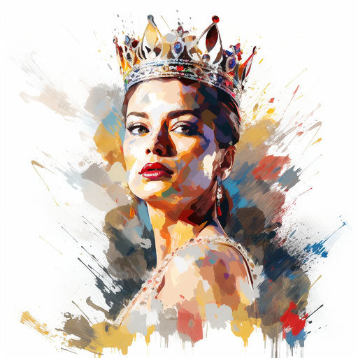 Queen in Impressionistic style, on white background