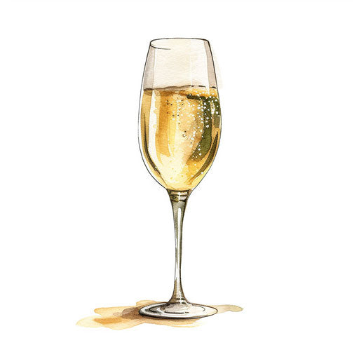 Minimalist champagne illustration on white background