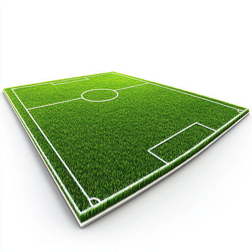 3D soccer field on flat white background