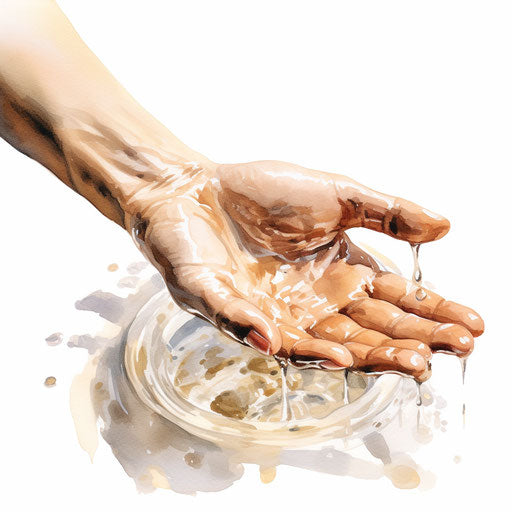 Handwashing illustration in the style of oil painting