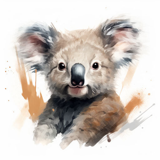 Koala clipart in the style of Oil painting, on a white background