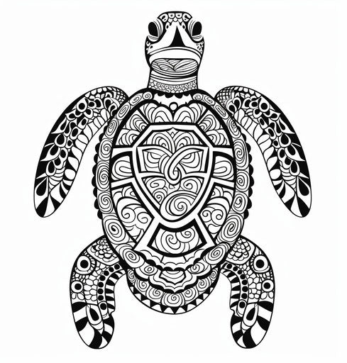 Polynesian sea turtle tattoo in intricate geometric style