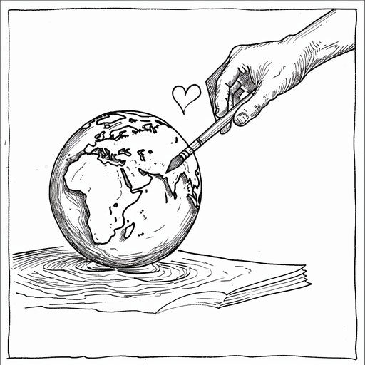 Painting a heart on the world