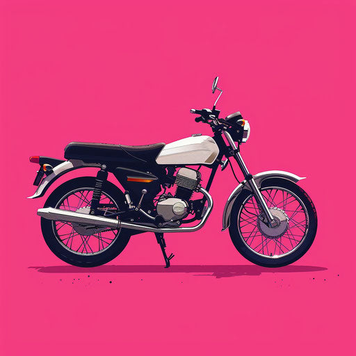 Motorbike on bright magenta background with detailed textures