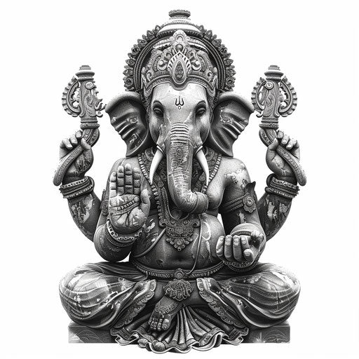 Realistic Ganesh clipart with flat white background