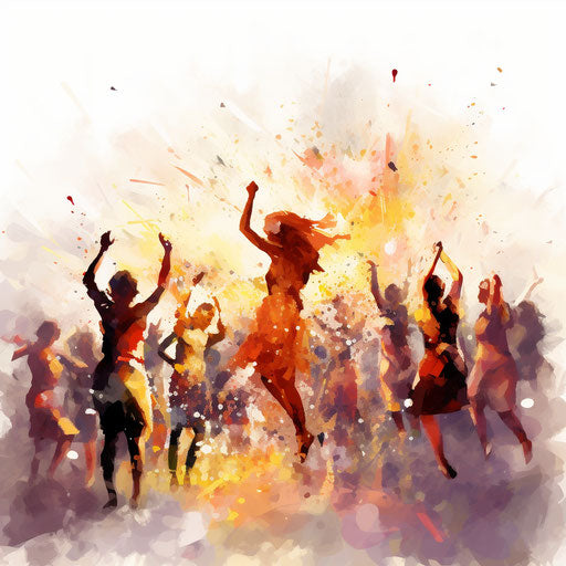 Celebration illustration in the style of Impressionistic Art, on white background