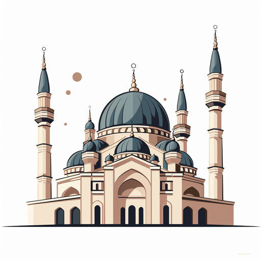 Mosque clipart in the style of Chiaroscuro Art, on white background