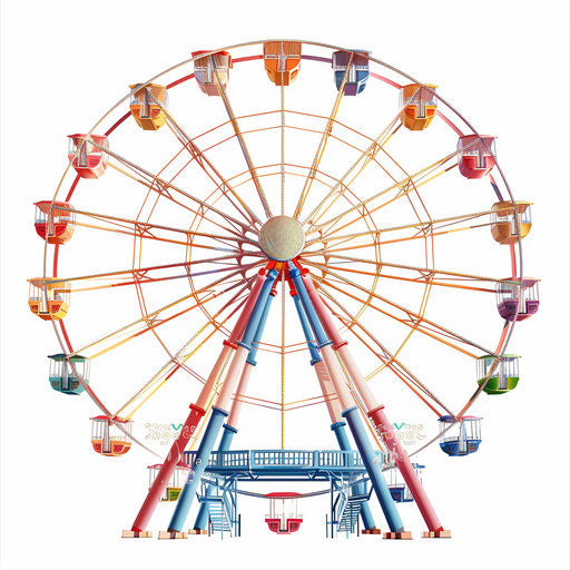 Realistic Ferris wheel on flat white background