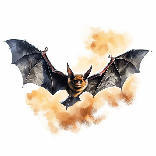 Oil painting style bat on white background
