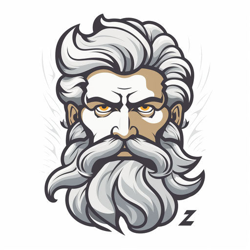 Minimalist Zeus clipart on white background