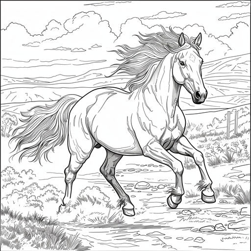 Majestic horse galloping in an open field