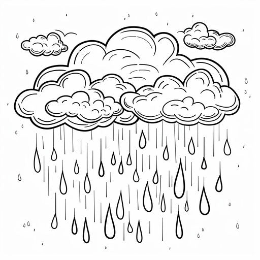 Clouds with raindrops in a coloring book