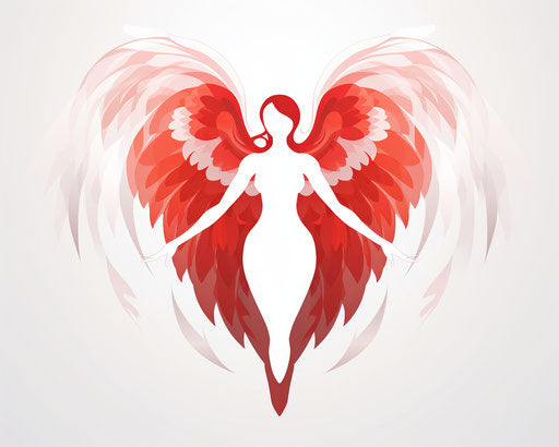 Angel with winged heart, extruded design, graphic and symmetrical