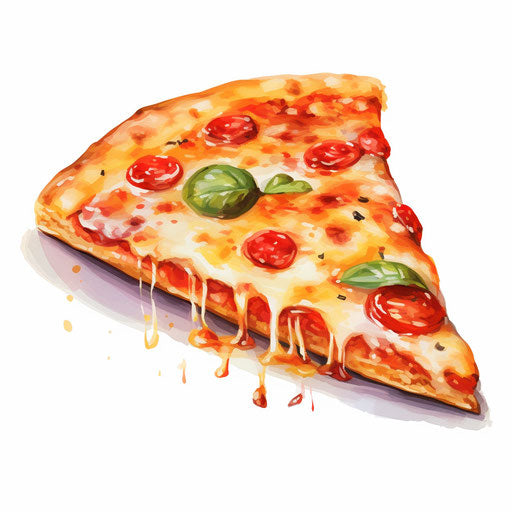 Pizza clipart in the style of Oil painting, on a white background