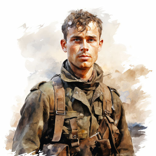 Soldier illustration in the style of Oil painting