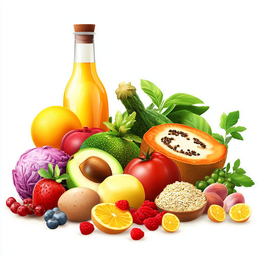 3D nutrition with photorealistic style on flat white background, isolated clipart